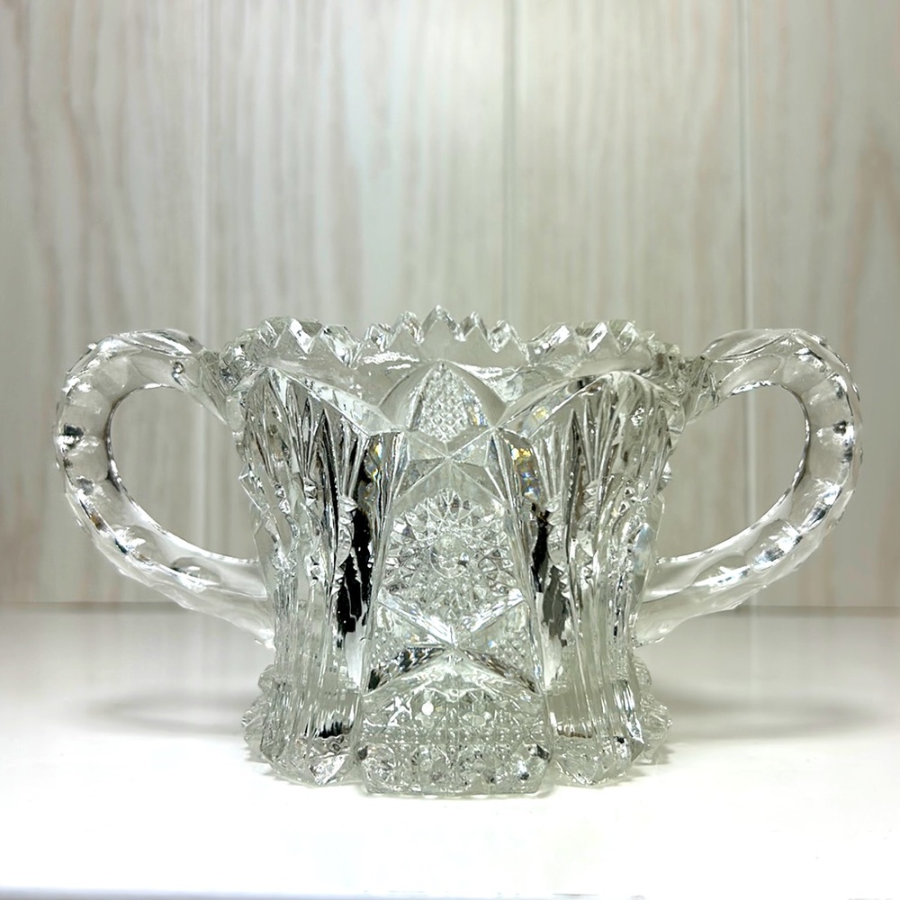 Vintage Imperial Glass 💎 Double Handled Clear Open Sugar Bowl Vanity Dish